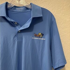 Men’s Draddy Sport medium light blue tournament embroider golf polo shirt